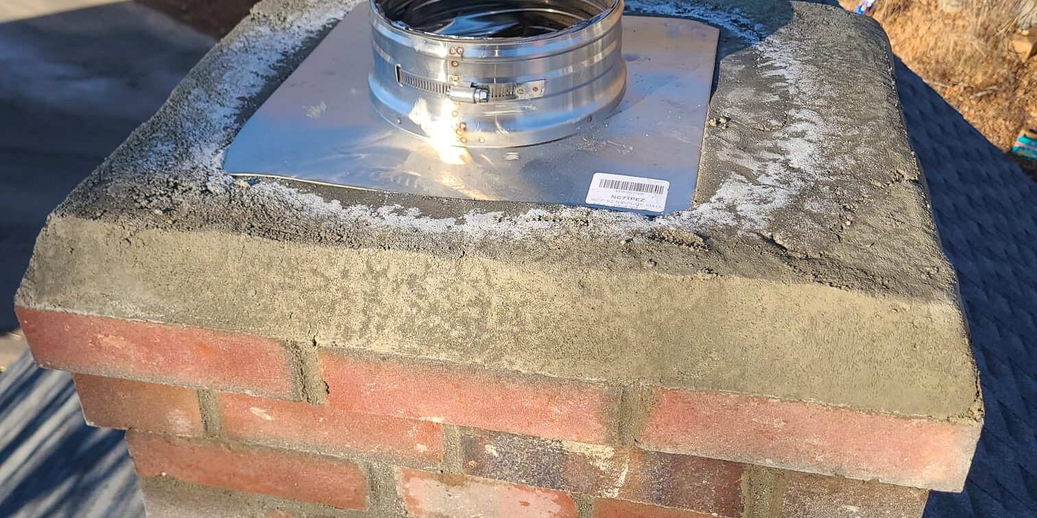 New stainless-steel chimney liner and repaired crown in Ansonia, CT.