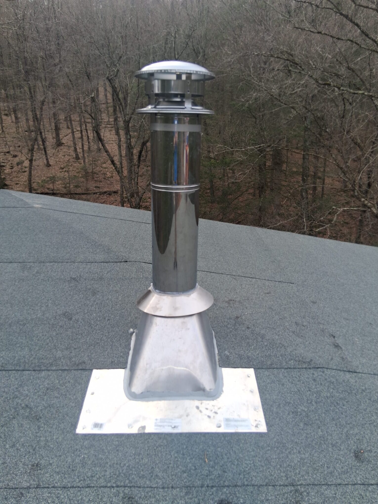 Finished Class A chimney installation on a Canton, CT roof