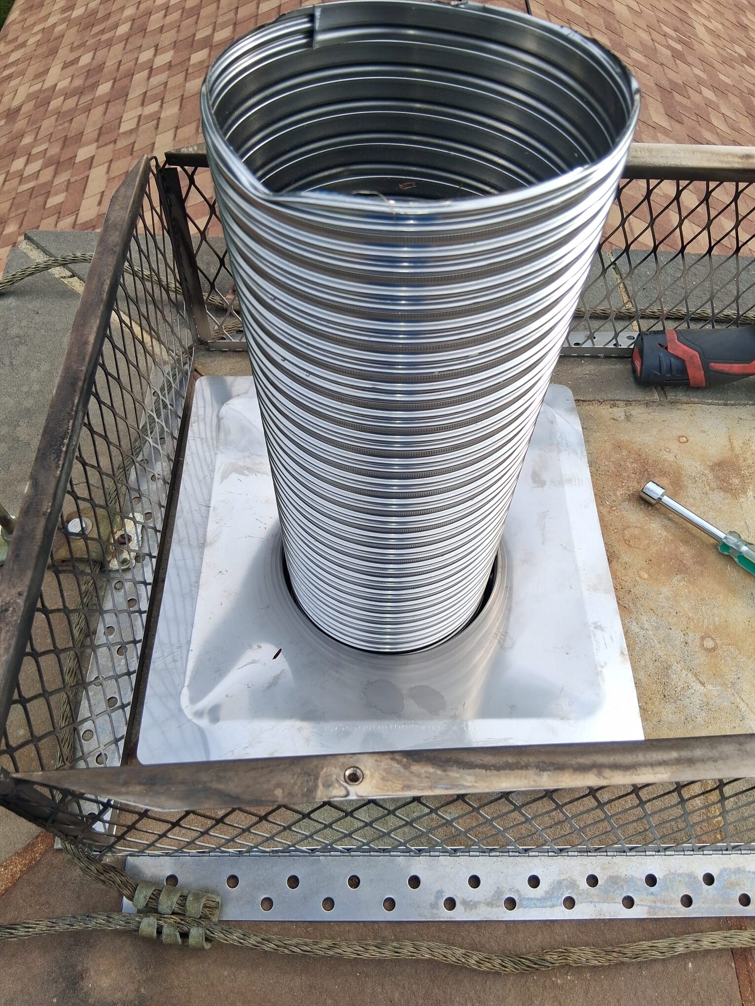 Chimney and bluestone cap – Easton, CT Repaired brick chimney with a new bluestone cap in Easton, CT.