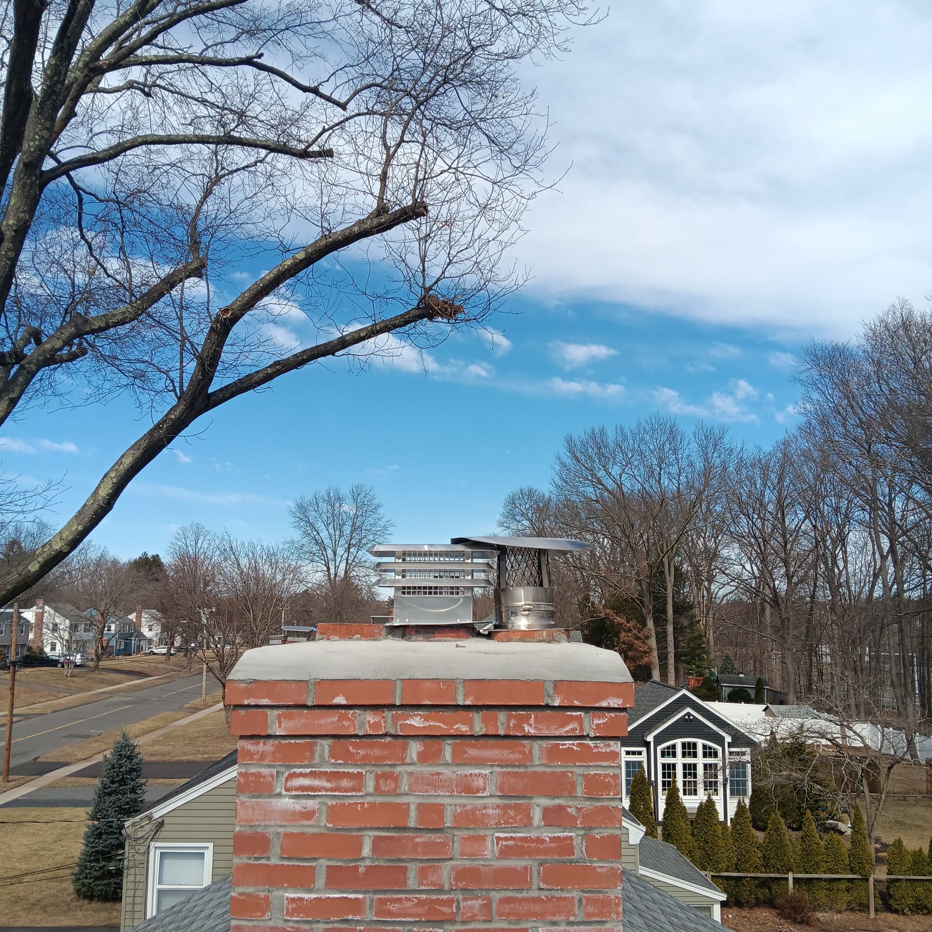 west-hartford-ct-chimney-rebuild Completed partial chimney rebuild on a West Hartford, Connecticut home